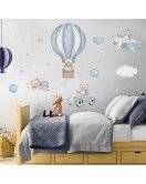 Self-adhesive Decorative Airplane Bear With Hot Air Balloon Baby Wall Stickers Vinyl Sticker - Model Sf39350