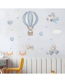 Self-adhesive Decorative Airplane Bear With Hot Air Balloon Baby Wall Stickers Vinyl Sticker - Model Sf39350