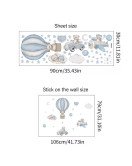 Self-adhesive Decorative Airplane Bear With Hot Air Balloon Baby Wall Stickers Vinyl Sticker - Model Sf39350