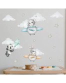 Cartoon Animal Airplane Star Cloud Baby Boy Wall Stickers - Model Sf39352