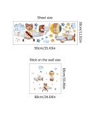 Home Decoration Self-adhesive Cartoon Animal With Airplane Sticker For Nursery Wall - Model Sf39354