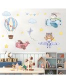 New Pattern Living Room Decoration Cartoon Animal Hot Air Balloon With Plane Baby Stickers For Wall - Model Sf39355