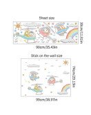 Removable Kids Bedroom Cartoon Animal With Airplane 3d Rainbow Cloud Sticker Decor Wall - Model Sf39357