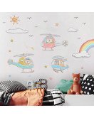 Removable Kids Bedroom Cartoon Animal With Airplane 3d Rainbow Cloud Sticker Decor Wall - Model Sf39357