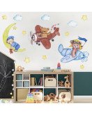 New Cartoon Design Self-adhesive Animal With Moon Sticker For Nursery Wall - Model Sf39358