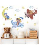 New Cartoon Design Self-adhesive Animal With Moon Sticker For Nursery Wall - Model Sf39358