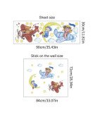 New Cartoon Design Self-adhesive Animal With Moon Sticker For Nursery Wall - Model Sf39358