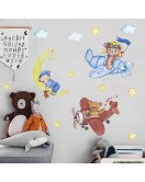 New Cartoon Design Self-adhesive Animal With Moon Sticker For Nursery Wall - Model Sf39358