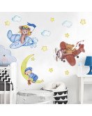 New Cartoon Design Self-adhesive Animal With Moon Sticker For Nursery Wall - Model Sf39358