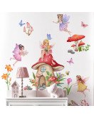 Self-adhesive Cartoon Fairy With Mushroom Baby Stickers For Wall Safari - Model Sf39379