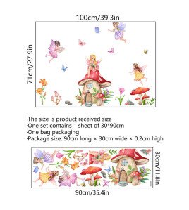 Self-adhesive Cartoon Fairy With Mushroom Baby Stickers For Wall Safari - Model Sf39379