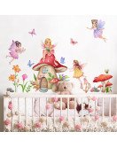 Self-adhesive Cartoon Fairy With Mushroom Baby Stickers For Wall Safari - Model Sf39379