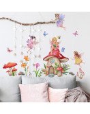 Self-adhesive Cartoon Fairy With Mushroom Baby Stickers For Wall Safari - Model Sf39379