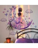 Home Decoration Charming Cloud Moon With Fairy Salon Wall Stickers For Bedroom For Girl - Model Sf39387