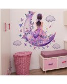Home Decoration Charming Cloud Moon With Fairy Salon Wall Stickers For Bedroom For Girl - Model Sf39387
