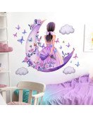 Home Decoration Charming Cloud Moon With Fairy Salon Wall Stickers For Bedroom For Girl - Model Sf39387