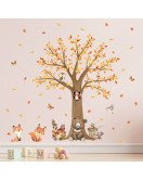 Kids' Room Cartoon Animal 3d Tree Wall Stickers - Diy Tree And Birds Wall - Model Sf39396
