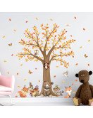 Kids' Room Cartoon Animal 3d Tree Wall Stickers - Diy Tree And Birds Wall - Model Sf39396