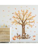 Kids' Room Cartoon Animal 3d Tree Wall Stickers - Diy Tree And Birds Wall - Model Sf39396
