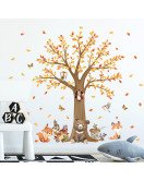 Kids' Room Cartoon Animal 3d Tree Wall Stickers - Diy Tree And Birds Wall - Model Sf39396