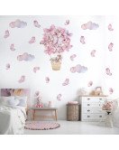 Kids' Room Decor Cartoon Pink Rabbit Butterfly Hot Air Balloon Kindergarten Wall Stickers - Model Sf39405