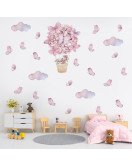 Kids' Room Decor Cartoon Pink Rabbit Butterfly Hot Air Balloon Kindergarten Wall Stickers - Model Sf39405