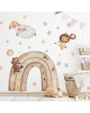 Kids' Room Decoration Cartoon Animal With Star Rainbow Customizable Wall Sticker - Model Sf39409