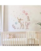 Self-adhesive Cartoon Animal Rabbit With Balloon Pcv Cute Wall Stickers Girly - Model Sf39410