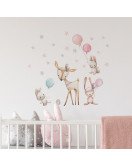 Self-adhesive Cartoon Animal Rabbit With Balloon Pcv Cute Wall Stickers Girly - Model Sf39410