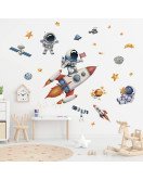 Self-adhesive Cartoon Space Astronaut Rocket Baby Wall Sticker - Model Sf39412