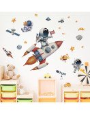 Self-adhesive Cartoon Space Astronaut Rocket Baby Wall Sticker - Model Sf39412