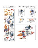 Self-adhesive Cartoon Space Astronaut Rocket Baby Wall Sticker - Model Sf39412