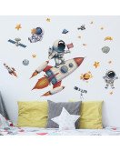 Self-adhesive Cartoon Space Astronaut Rocket Baby Wall Sticker - Model Sf39412