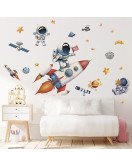 Self-adhesive Cartoon Space Astronaut Rocket Baby Wall Sticker - Model Sf39412
