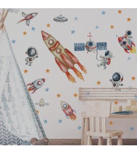 Removable 3d Vinyl Space Rocket Nursery Wall Sticker - Model Sf39413