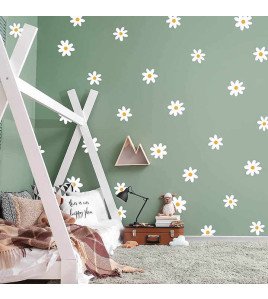 Home Decoration Self Adhesive 3d Vinyl White Flower Pvc Wall Decal