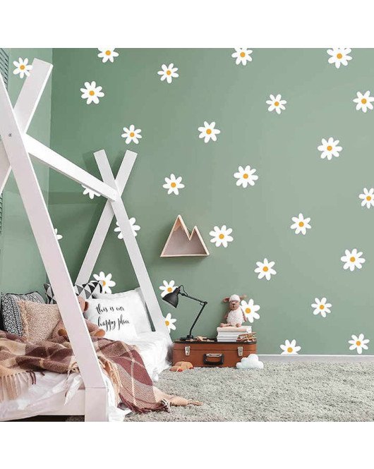 Home Decoration Self Adhesive 3d Vinyl White Flower Pvc Wall Decal