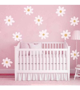 Home Decoration Self Adhesive 3d Vinyl White Flower Pvc Wall Decal