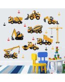 Home Decor Colorful 3D Traffic Removable Excavator Kids Room Wall Stickers