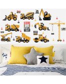 Home Decor Colorful 3D Traffic Removable Excavator Kids Room Wall Stickers