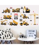 Home Decor Colorful 3D Traffic Removable Excavator Kids Room Wall Stickers