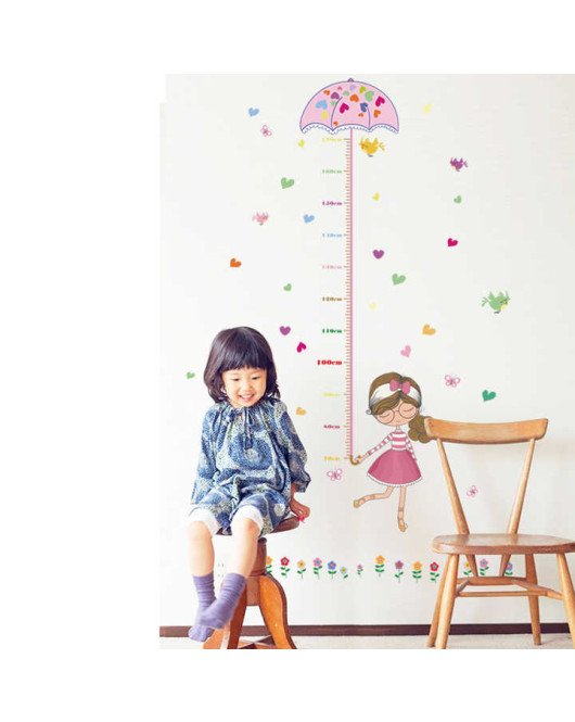 Removable Girl Room Decor Cartoon Umbrella Height Measure Wall Sticker