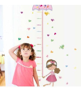 Removable Girl Room Decor Cartoon Umbrella Height Measure Wall Sticker