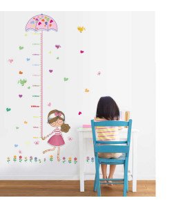 Removable Girl Room Decor Cartoon Umbrella Height Measure Wall Sticker