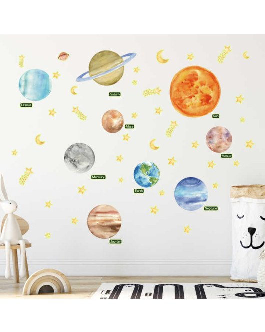 Kids Removable Planet Space Sticker Glow In The Dark Wall 3d Sticker