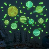 Kids Removable Planet Space Sticker Glow In The Dark Wall 3d Sticker