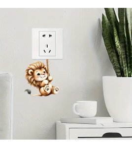 Nursery Decoration 3d Cartoon Lion Switch Panel Stickers - Model Sw015