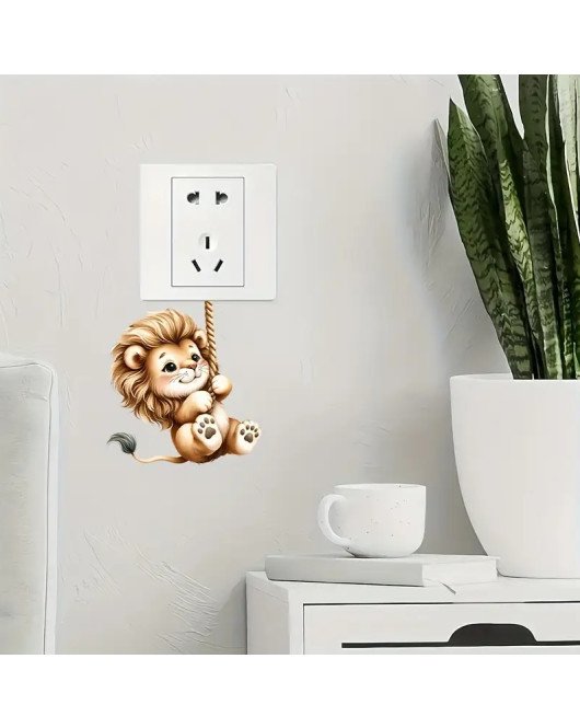 Nursery Decoration 3d Cartoon Lion Switch Panel Stickers - Model Sw015