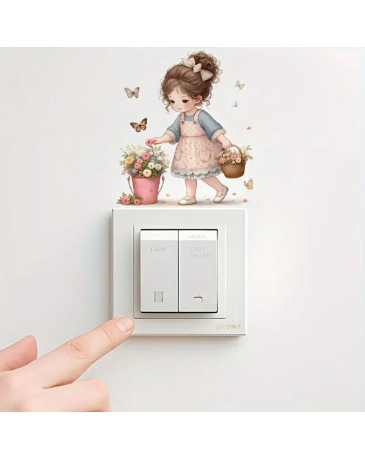 Girls Room Self-adhesive Cartoon Window Switch Sticker - Model Sw016