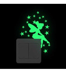 Girls Room Decoration Self Adhesive 3d Fairy Light Wall Switch Sticker - Green Only